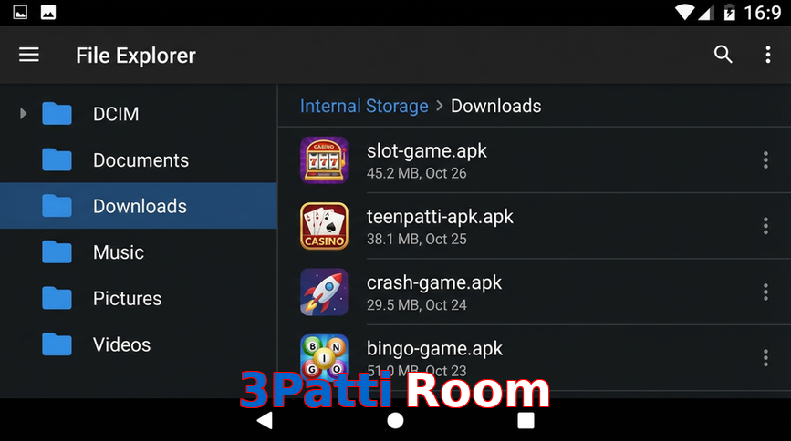Main screen of 3Patti Room gameapk page for PK players